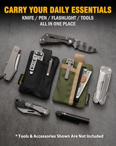 VIPERADE VE28 6-in-1 EDC Pouch, 500D Compact EDC Pocket Organizer, Molle Extension Tool Storage Bag, Small Coin Purse/Card Holder/Swiss Army Knife Pocket Pouch (Black) - color: Black