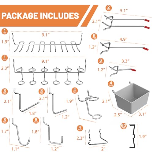 120-Piece Pegboard Hooks Set, Peg Board Organizer Accessories with Bins for Hanging Various Tools in Garage, Kitchen, Craft Room