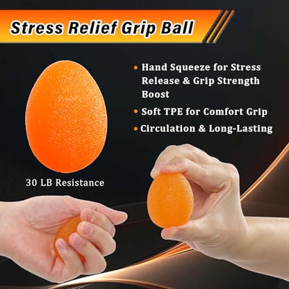 Grip Strength Trainer Kit Adjustable 10-132Lbs Hand Exerciser Counter | Forearm Strengthener, Finger Stretcher, Stress Ball and Bag for Grip Recovery, Wrist Training, Rehab, Climbers and Musicians - color: Orange