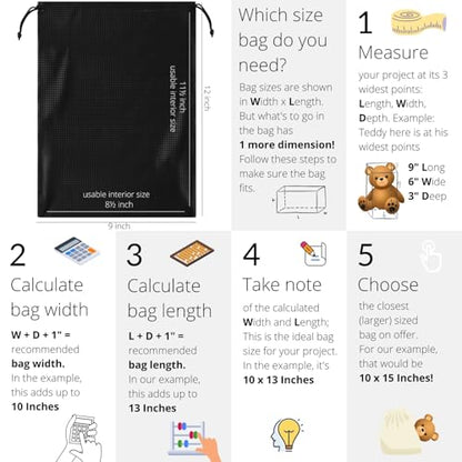 PALTERWEAR Tech-Weave PU-Coated Drawstring Bags (Set of 5) Water-Resistant, Directional-Stretch Travel Organizers for Gym, Toiletries, Tech Gear, Tablet - Durable, Wipe-Clean (Black 3D, 9 x 12 In) - size: 9 x 12 Inch