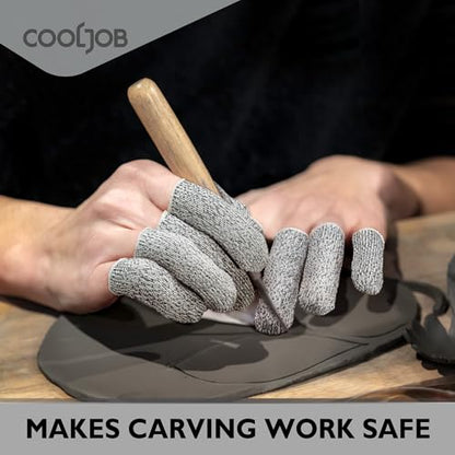 COOLJOB 20-Pack A5 Cut Resistant Finger Cots Full Coverage, Set of 4 - Reusable Anti-Slip Snug-fit Design, Conforms to Men Women Fingers for Work, Kitchen, Garden, Sculpture, Picking, Pruning, L/XL - size: Large/Xlarge