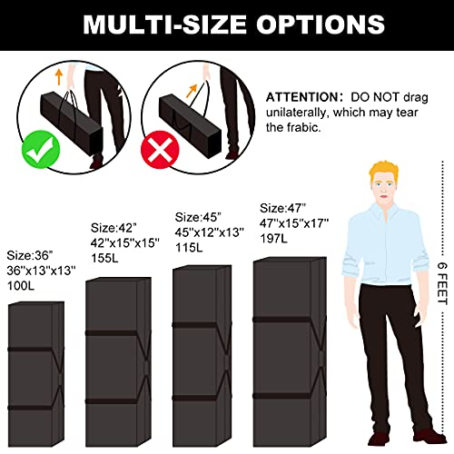 Sports Duffle Bag - Extra Large Travel Duffel Luggage Bag with Upgrade Zipper, Sturdy & Water Resistant, Black (Black 47inch) - size: 47inch
