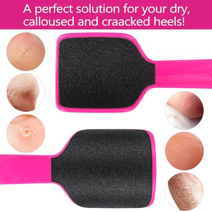 2 Pcs Curved Foot File Callus Remover for Feet, U Shaped Foot Scrubber Dual Sided Heel File Scraper Dead Skin Remover - color: Rose Pink&yellowish