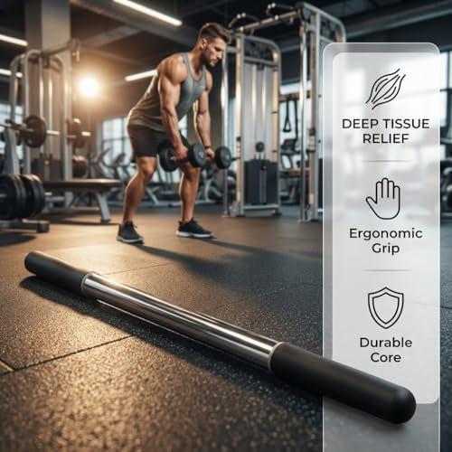 Muscle Roller Stick for Deep Tissue Massage & Myofascial Release | Cold Therapy Roller for Back, Legs, Arms, Shoulders | Massage Roller Stick (Black) - color: Black