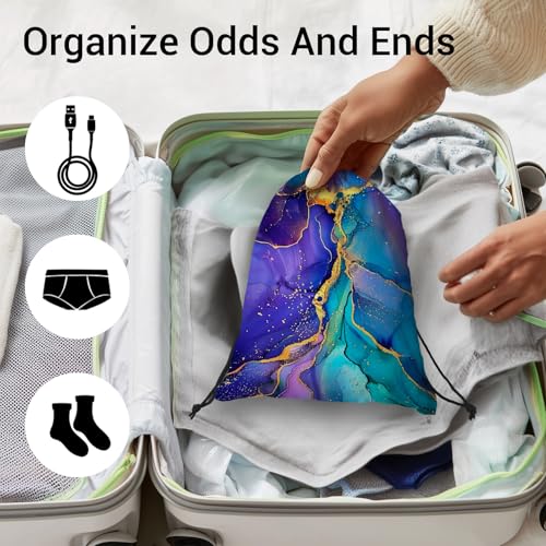 Purple Marble Drawstring Gym Bag Adjustable Gymnastics Storage Pouch for Gymnasts Holding - color: Marble-purple