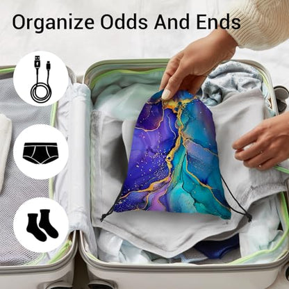 Purple Marble Drawstring Gym Bag Adjustable Gymnastics Storage Pouch for Gymnasts Holding - color: Marble-purple