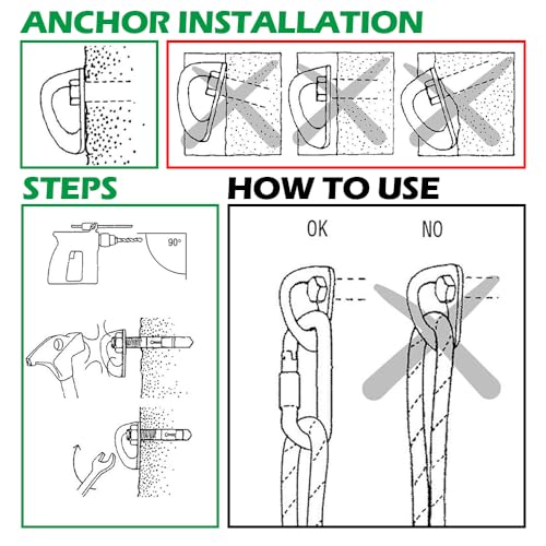 Climbing Holds Anchor Set - 6 PCS - Stainless Steel Bolt Hanger and Bolt Heavy Duty Climbing Holds Weight 2500KG for Indoor Outdoor Climb Train - size: 8MM