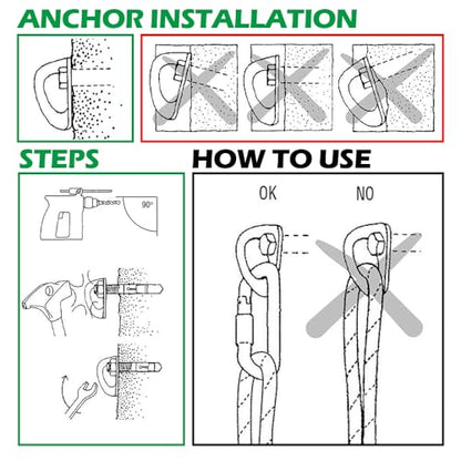 Climbing Holds Anchor Set - 6 PCS - Stainless Steel Bolt Hanger and Bolt Heavy Duty Climbing Holds Weight 2500KG for Indoor Outdoor Climb Train - size: 8MM