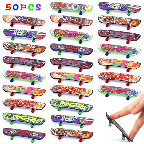 50 PCS Mini Finger Skateboards Sports Party Favors, | Gifts & Beginner Practice Set for Kids & Adults, Finger Boards Toy Classroom Prizes, Exchange Gifts, Pinata, Carnival