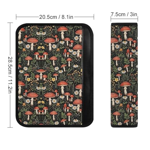 2PCS Mushroom Floral Weedleaf Car Seat Straps Shoulder Pads Soft Padded Seat Belt Cushion for Adult Use, Car Seats Pushchair Strollers High Chair Pushchair, Anti-Slip Pad - color: Pattern 575