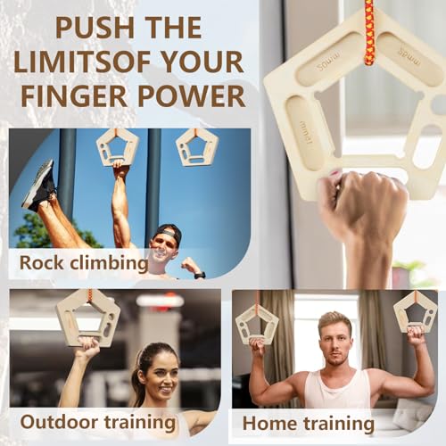 Climbing Hangboard for Rock Climbing Training – Wooden Fingerboard with Multi-Grip Design – Strengthen Fingers & Grip – Easy Mount for Home & Gym - color: Brown 3