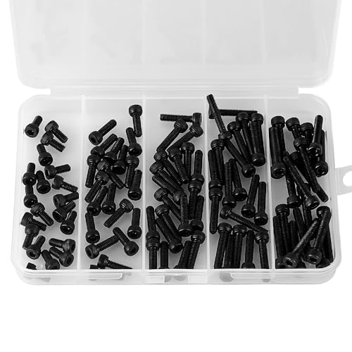 M4 x 8mm 12mm 16mm 20mm 25mm Hex Socket Head Cap Screws Bolts, 12.9 Grade Alloy Steel, Black Oxide Finish, Allen Hex Drive, Metric Machine Fully Threaded, Assortment Kit 100PCS - size: M4 x 8/12/16/20/25mm (100PCS)