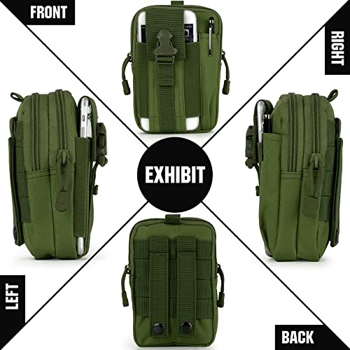Tactical Molle Pouch Compact Utility Waist Bag Phone Holster Holder for 4.7"-6.9" iPhone 15 Pro Max/15 Pro/14 Plus/14 Pro Max/14/13 Pro Max/13 Pro/12 Pro Max/11 Pro Max - color: Army Green