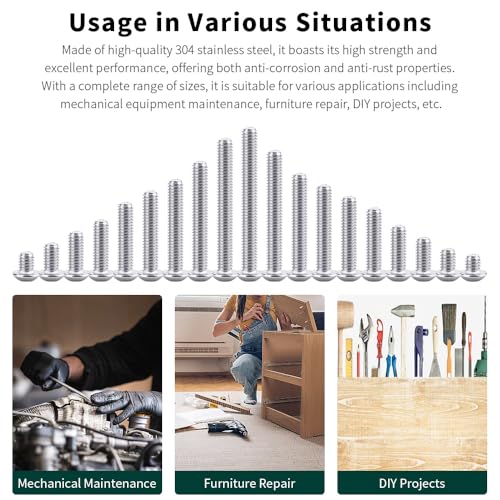 1/4-20 x 1/2" Button Head Socket Cap Bolts Screws, 304 Stainless Steel 18-8, Allen Hex Drive, Bright Finish, Fully Machine Thread, Pack of 100 - size: 1/4-20 x 1/2