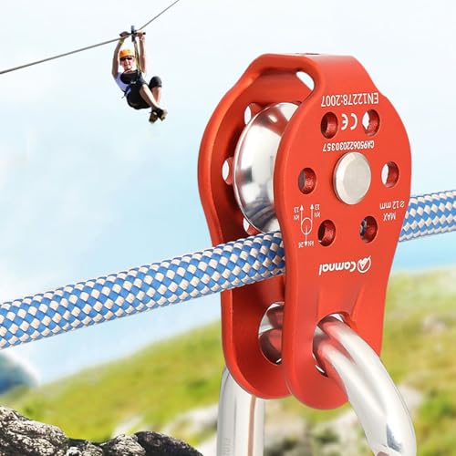 Azarxis Climbing Pulley 26kN Fixed Plate Aluminum Alloy Rope Pulley Small Micro for Rescue Climbing Hauling Zipline Rigging Rappelling Heavy Duty (Blue - 26 kN) - color: Blue