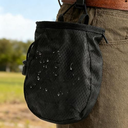 Bouldering Chalk Bag Waterproof Adjustable Leakproof | Drawstring Chalk Belt Pouch for Outdoor Weight Lifting Training Mountaineering Climber Athlete Instructor - color: Black