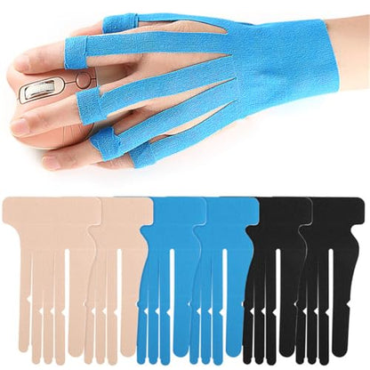 Precut Kinesiology Tape for Wrist & Fingers, 3 Pairs Waterproof Breathable Finger Wrist Joint Support Tapes for Mouse and Keyboard, Hypoallergenic Latex-Free Elastic Athletic Tapes for Carpal Tunnel