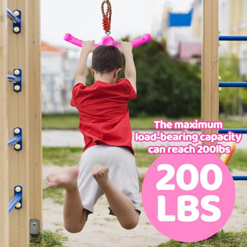 Ninja-Twister 360° Spin Handle: Slackline Swing Attachment for Kids - Activate Ninja Powers with Twist-Spin Flips! (Rose Red- Backyard/Playground Hang Toy) - color: Rose Red