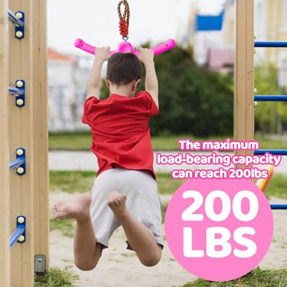 Ninja-Twister 360° Spin Handle: Slackline Swing Attachment for Kids - Activate Ninja Powers with Twist-Spin Flips! (Rose Red- Backyard/Playground Hang Toy) - color: Rose Red