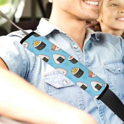 Universal Soft and Comfortable Car Seat Straps Shoulder Pads for Girls and Boys, Most Cars, 1 Pair Cute Blue Sushi Harness Pads Strap Comfortable Driving - color: Pattern 1098
