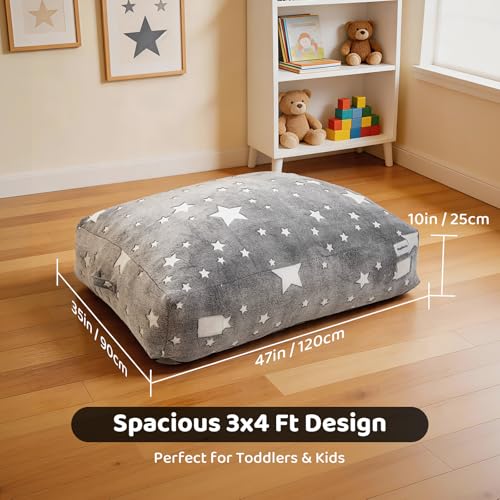 Crash Pad for Kids 3x4 Ft-Sensory Pad with 25D Shredded Foam&Removable Washable Cover,Soft Dutch Velvet Star Design,Non-Slip Sensory Mat for Autism,ADHD,Playroom
