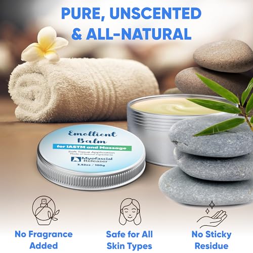 Myofascial Releaser Emollient Balm for IASTM & Gua Sha – Non-Greasy Massage Balm for Tool Glide and Bodywork – Natural, Hypoallergenic, Unscented Massage Balm Alternative to Oil (100g) - color: 100g