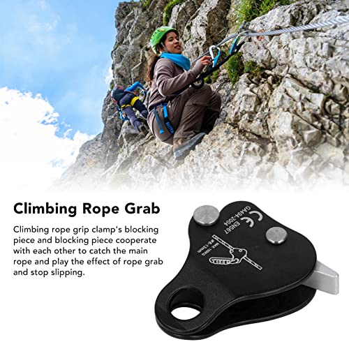 Kadimendium Climbing Rope Grab Stopper Aluminum Alloy Self Locking Grip Clamp for Cave Exploration (Black) - color: Black