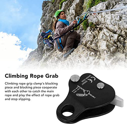 Kadimendium Climbing Rope Grab Stopper Aluminum Alloy Self Locking Grip Clamp for Cave Exploration (Black) - color: Black