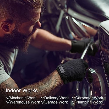 COOLJOB Touchscreen Utility Work Gloves for Men, Breathable Cooling Safety Gloves for Camping, Gardening, Hiking, Running and Driving, Lightweight and Flexible, Black XL - size: X-Large