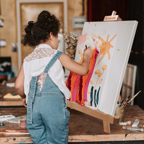 Painting Easel, A-Frame Wooden Tabletop Easel Display Stand (2 Pack) | Adjustable, Holding Canvas Up to 22" High, Foldable, Portable Multiple Use Photo and Sign Holder, Gift for Artist Beginner - style: 2 Pack