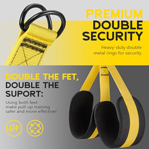 HOXWC Pull Up Assistance Bands, Adjustable Heavy Duty Resistance Band for Pull Up, 3 Pull Up Bands, Comfortable Fabric Feet/Knee Rest, Assistance Bands for Pull-Up, Home Fitness, Body Stretching - color: 1-Yellow
