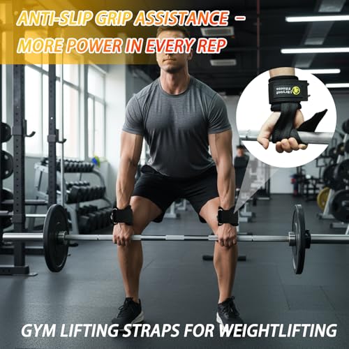 J Bryant Double D-Ring Weight Lifting Wrist Cuffs; Non-Slip Padded Support for Deadlifts, Bodybuilding, Strength Training & Cable Machine Workouts