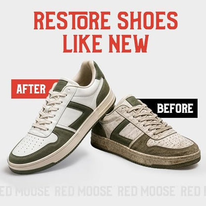 RED MOOSE Shoe & Sneaker Cleaner Kit – Leather, Suede, Nubuck, Canvas & White Shoes with Brush, Foam & Cloth, Made in USA - color: 3 Pcs Sneaker Kit-black