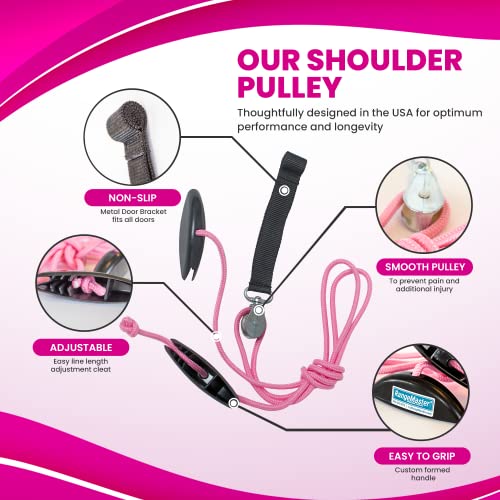 RangeMaster PinkRanger Shoulder Pulley with Patient Guide │ Aids Recovery and Rehabilitation │ Helps Enhance Pain Free Range of Motion │ Adjustable, Web Strap Door Attachment - color: Pink, style: Web Strap Door Attachment