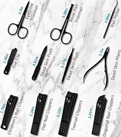 MINKINH Manicure Set Professional Nail Clipper Kit-26 Pieces, Brown | Stainless Steel Manicure Kit, Nail Care Tools with Travel Case for Men & Women, Hand & Foot Care, Gift for Family & Friends - color: Brown
