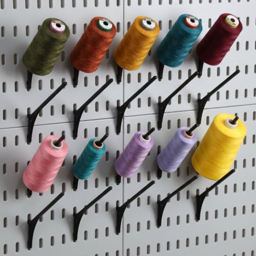 20 Pcs Black Pegboard 45° Spool Hooks Compatible with IKEA Skadis Pegboard Accessories Display Hook Organizer for Craft Embroidery Sewing Thread Tape Paper Rolls - color: Black