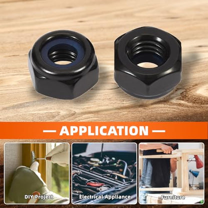 3/8-16 Nylon Insert Hex Lock Nuts Locknuts, 304 Stainless Steel 18-8, Black Oxide, 25 PCS - color: Black, size: 3/8-16