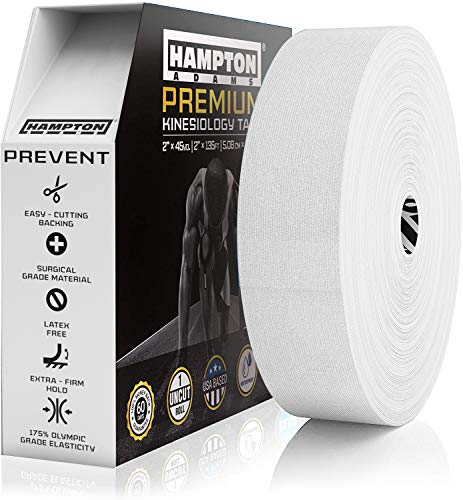 Hampton Adams | As Seen on Shark Tank | Original Kinesiology Tape | 135ft Uncut Bulk Roll | Supports & Protects Muscle Wrist Knee Shoulder Back Plantar Fasciitis | Waterproof Hypoallergenic (White) - color: White, size: 2in x 135ft (1 Roll)