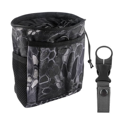 Drawstring Highend Rock Climbing Chalk Bag with a Carabiner Different Pockets for Climbing Bouldering, Gymnastics, Gym Pouch, Cross Fit and Lifting - color: black camouflage