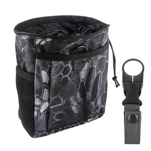 Drawstring Highend Rock Climbing Chalk Bag with a Carabiner Different Pockets for Climbing Bouldering, Gymnastics, Gym Pouch, Cross Fit and Lifting - color: black camouflage