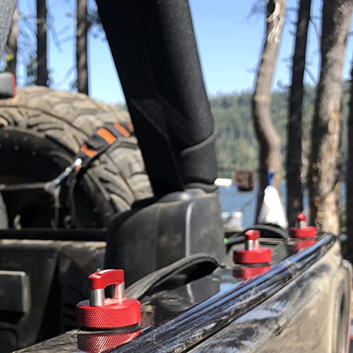 ROCKWORKX Billet Aluminum Hard Top Quick Removal Fastener Thumb Screw, Integrated D Ring, Compatible with Jeep Wrangler JK 2007-20018, JL 2018-2022 & Gladiator JT - color: Black