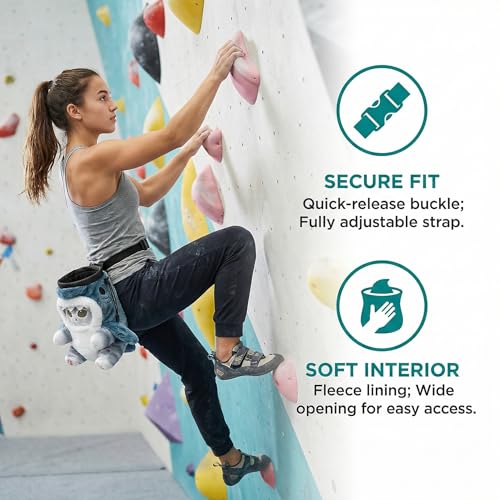 Cat Rock Climbing Chalk Bag, Fun Plush Animal Chalk Pouch with Drawstring, Adjustable Waist Belt for Indoor Outdoor Bouldering Sport Climbing - style: Large Grey Shark Cat