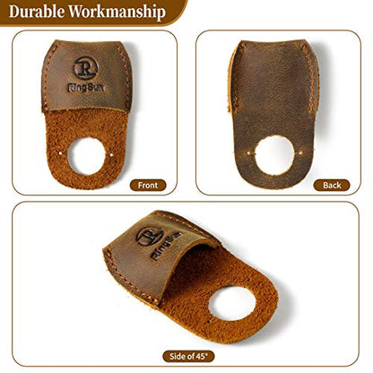 Thumb Guard Wood Carving Tools, Leather Finger Protector, Handmade Carpenter Working Carving Kit Accessories Brown RS40 - color: Brown