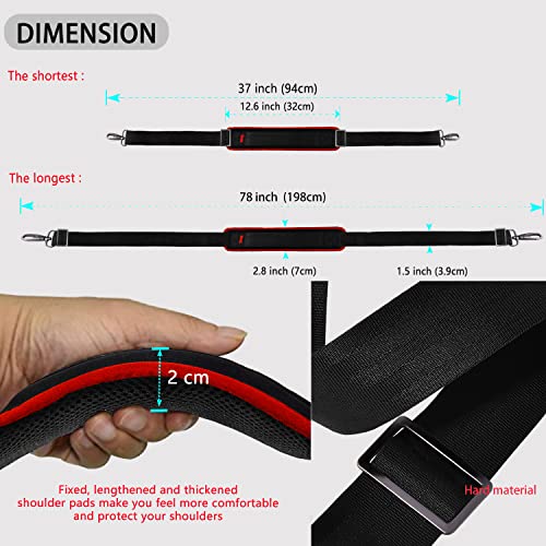 ZINZ Shoulder Strap 78" Universal Bag Strap with Ultra-Thick Fixed Padded and Dual Balanced Adjustable Buckles for Briefcase, Travel Bag, Sports Bags, Laptop Bag, Crossbody Bag - Wine Edge - color: Wine Edge
