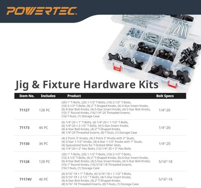 POWERTEC 71371V 24 Inch Double-Cut Profile Universal T-Track with Predrilled Mounting Holes, 4 PK, T Track for Woodworking Jigs and Fixtures, Drill Press Table, Router Table, Workbench - size: 24" T track, 4PK