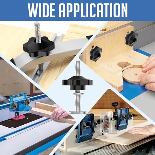 10 Sets 1/4-20 T Track Bolt Knob Kit, T-Track Accessory Includes 1-1/2" & 2" T-Slot Bolts with Washers and Star Knobs for Woodworking Jigs and Fixtures - size: 1/4-20 T Track Knob Kit