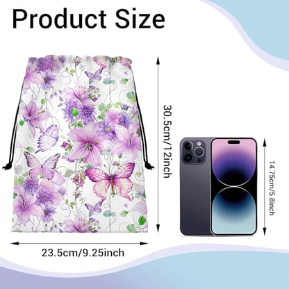 Gymnastics Grip Bag Lightweight Small Drawstring Grip Bags for Gymnasts - color: Flowers Butterfly Purple