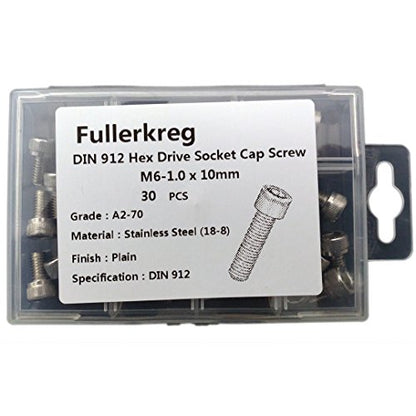 M6-1.0 x 10MM Socket Head Cap Screws,304 Stainless Steel, Quantity 30 - size: M6-1.0 x 10MM