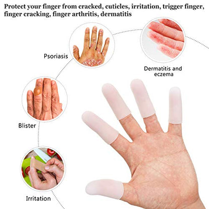 Frienda 30 Pieces Gel Finger Protector Cots Silicone Cover Cap Sleeves for Finger Cracking Trigger Support(White) - color: White