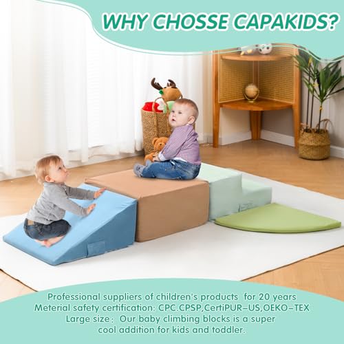 Large 4 Pcs Climbing Toys for Toddlers 1-3 Inside, Oderless & Skin-Friendly Toddler Climbing Toys Indoor, Foam Climbing Blocks for Toddlers with Velcro to Keep Them Together-Ideal Gift - color: Fashionable